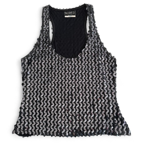 VTG Sparkly Sequin Halter Top M Sleeveless Glittery Party Night Club Disco Y2K - Picture 6 of 15